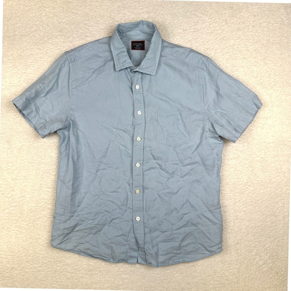 UNTUCKit Hewitt Linen Blend Slim Medium Button Shirt‎ Light Blue Men's